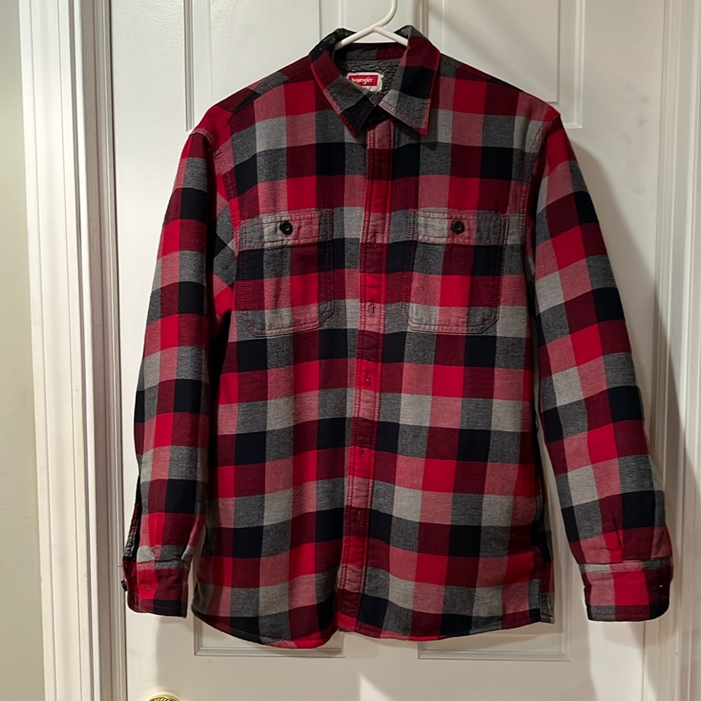 Wrangler Men’s Sherpa lined Plaid Shirt Jacket